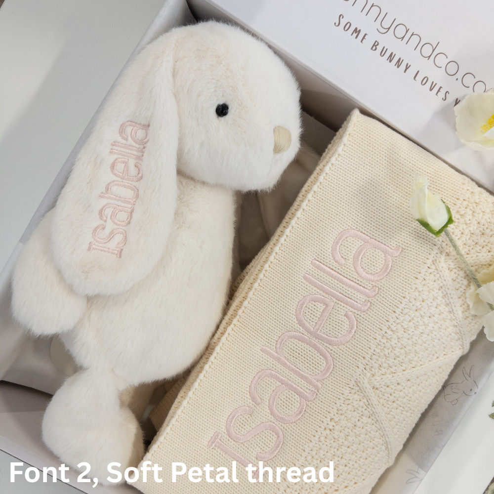 Personalised Bunny & Blanket Gift Hamper - Marshmallow Milk