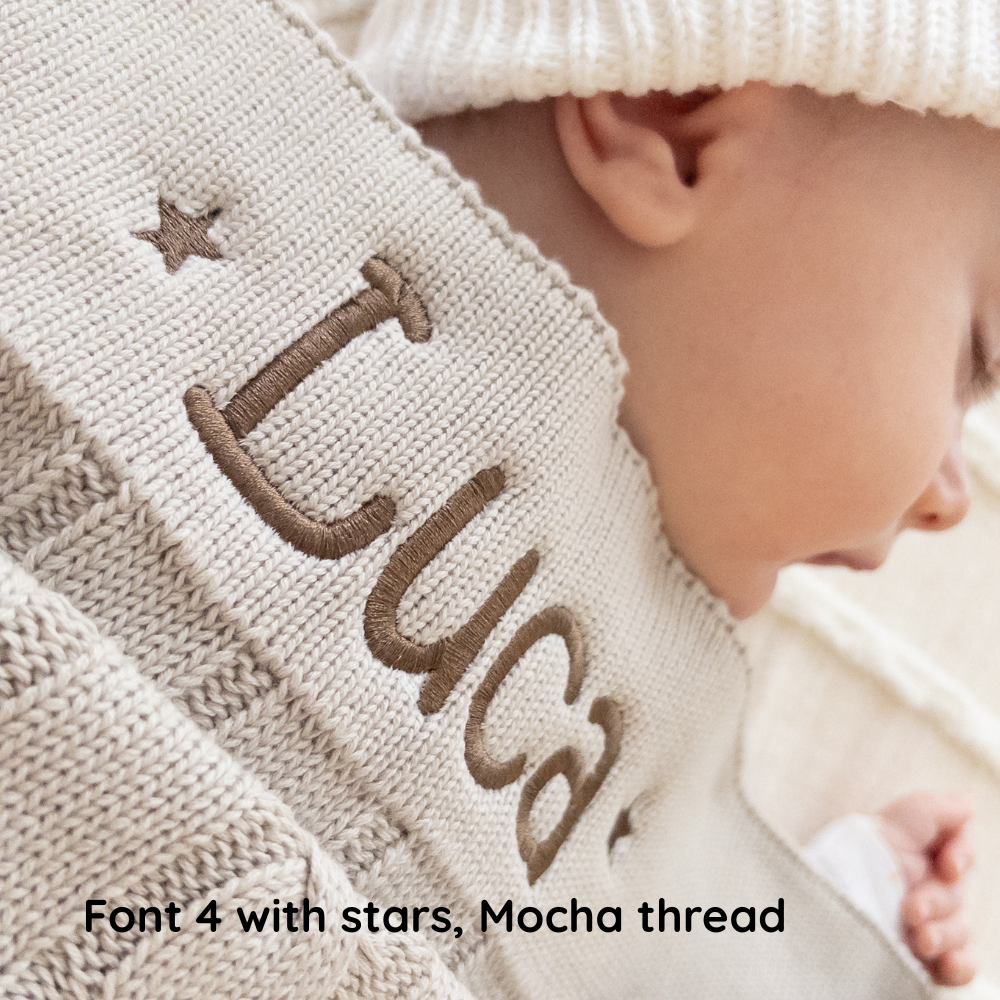 Personalised Spice Bunny & Stone Cable Knit Blanket Gift Hamper