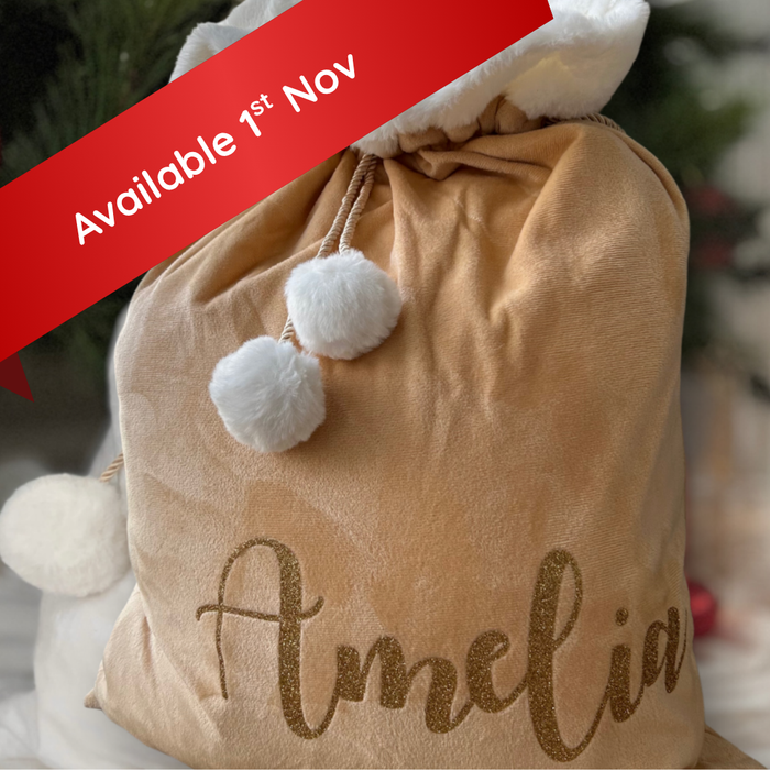 Personalised Christmas Santa Sack - Champagne