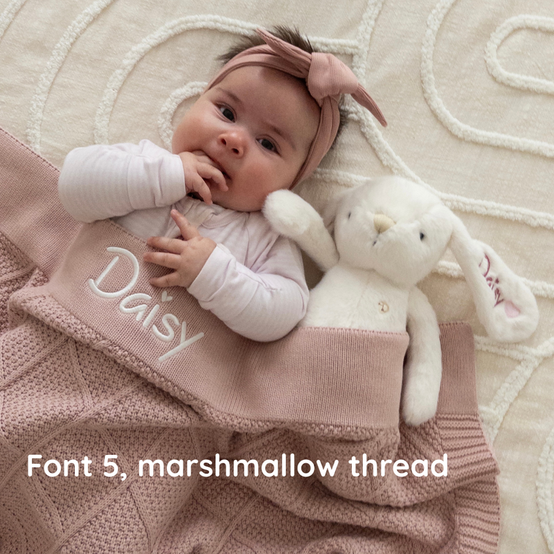 Personalised Diamond Knit Baby Blanket - Rosewater