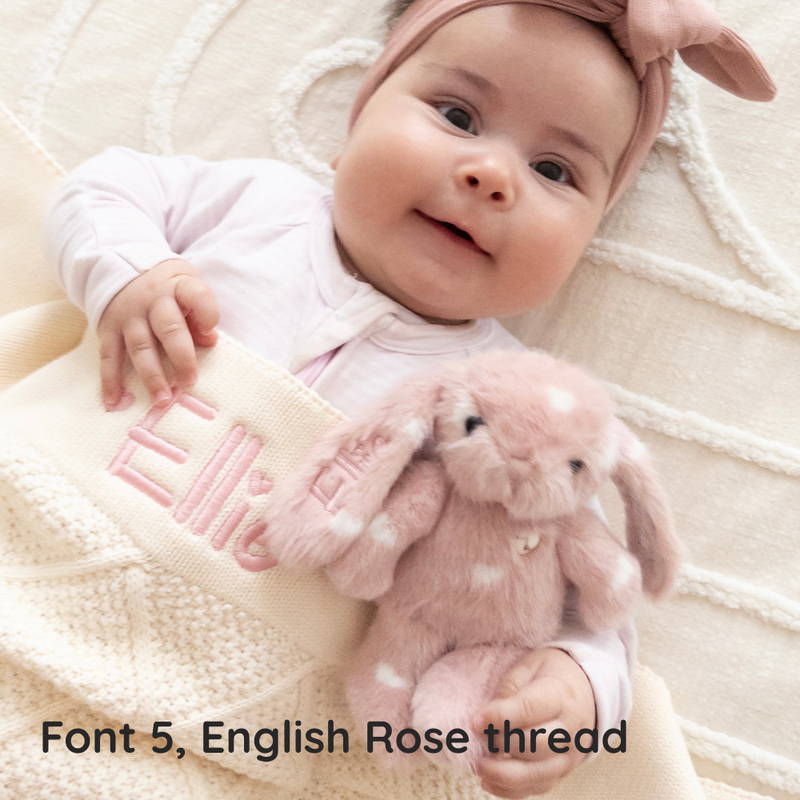 Personalised Diamond Knit Baby Blanket - Milk