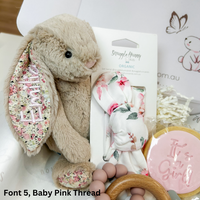 Personalised Beige Blossom Jellycat Bunny & Pink Blanket Gift Hamper