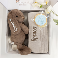 Personalised Spice Snuggle Bunny & Stone Blanket Gift Hamper