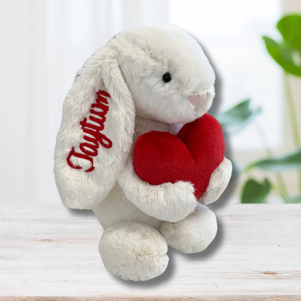 Valentines Day Gift - Personalised Medium Love Heart Jellycat Bunny