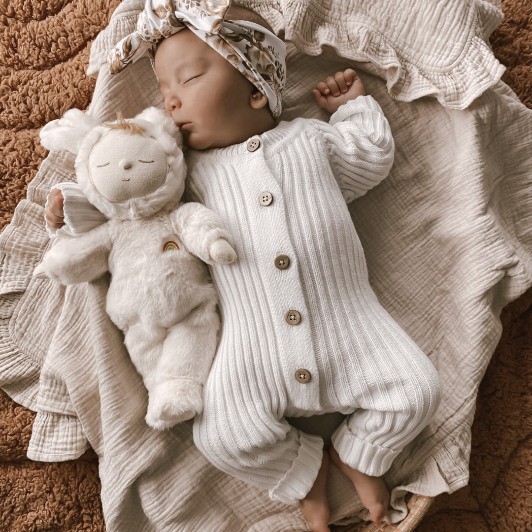 Little B's Knitted Cotton Rib Romper - Milk