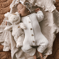 Little B's Knitted Cotton Rib Romper - Milk