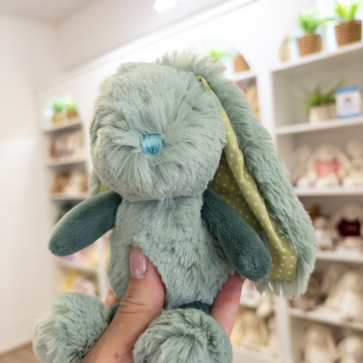 Personalised Tiny Spotty Bunnies 17cm - Forrest Green