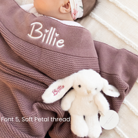 Personalised 100% Cotton Knit Baby Blanket - Dusty Plum