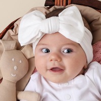 Snuggle Hunny Topknot Oversized Bow- Milk