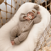 Little B's Knitted Cotton Rib Romper - Oak