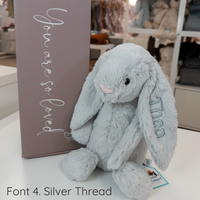 Personalised Silver Jellycat Bunny & Grey Blanket Gift Hamper