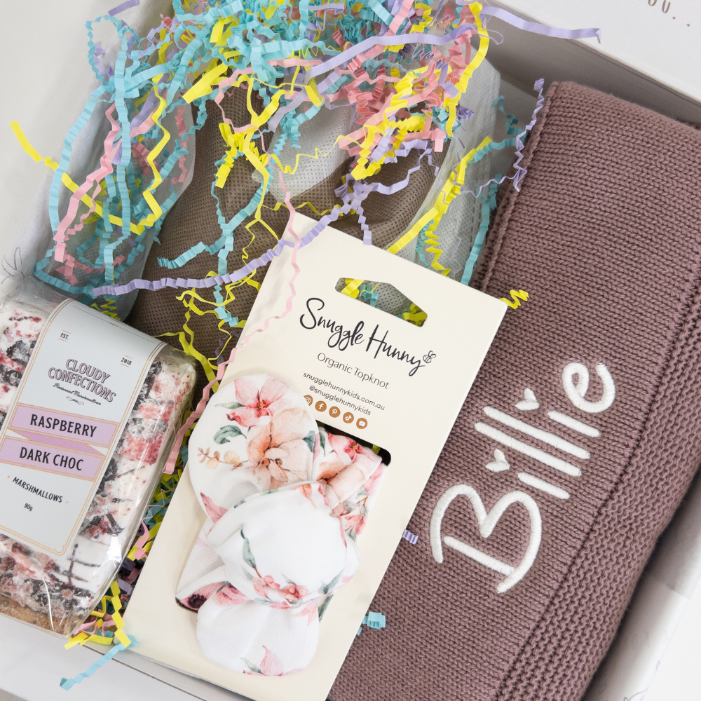 Personalised Bunny & Blanket Gift Hamper - Plum