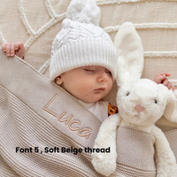 Personalised 100% Cotton Knit Baby Blanket - Stone