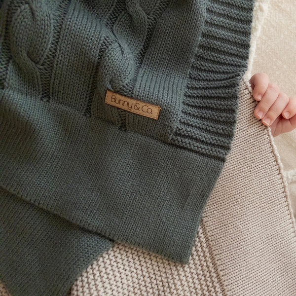 Personalised Baby Blanket - Forest Cable Knit