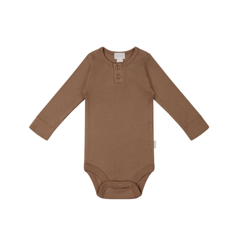 Jamie Kay Organic Cotton Modal Long Sleeve Bodysuit | Hojicha