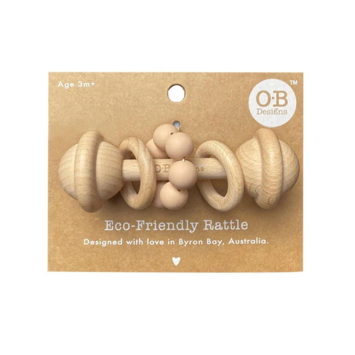 OB Designs | Eco Friendly Wooden Rattle Toy | Blush