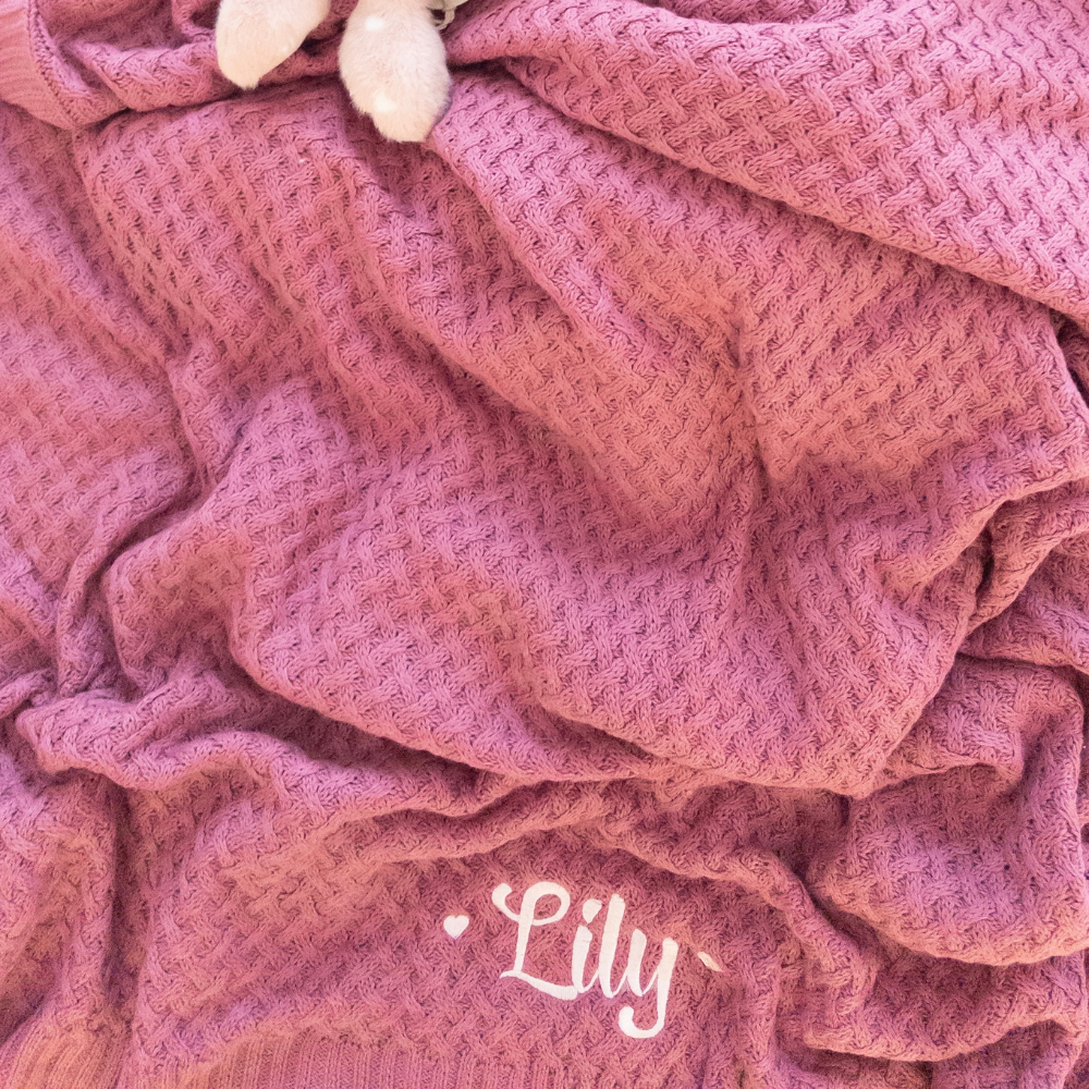 Snuggle Hunny - Personalised Knit Blanket | Mauve