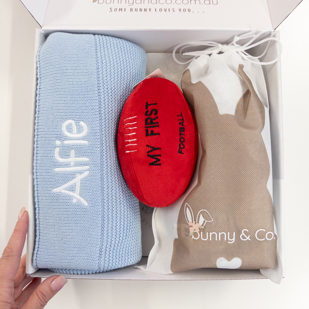 Personalised Bunny, Blanket & First Football Gift Hamper