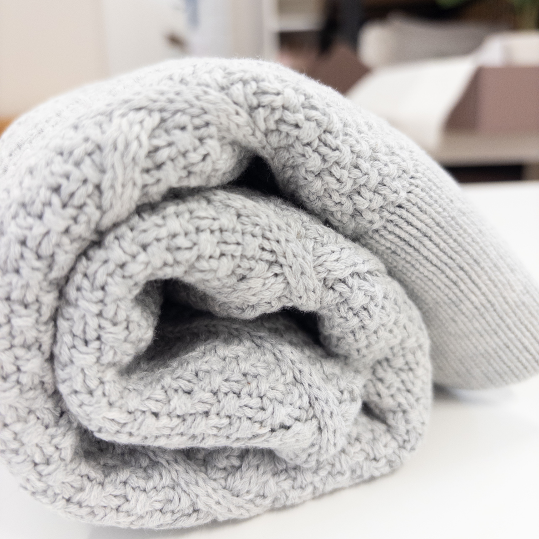 Personalised Diamond Knit Baby Blanket - Grey Marle