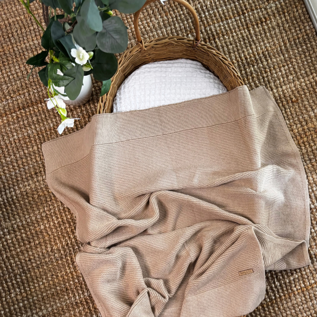 Personalised Baby Blanket - Beige Knit