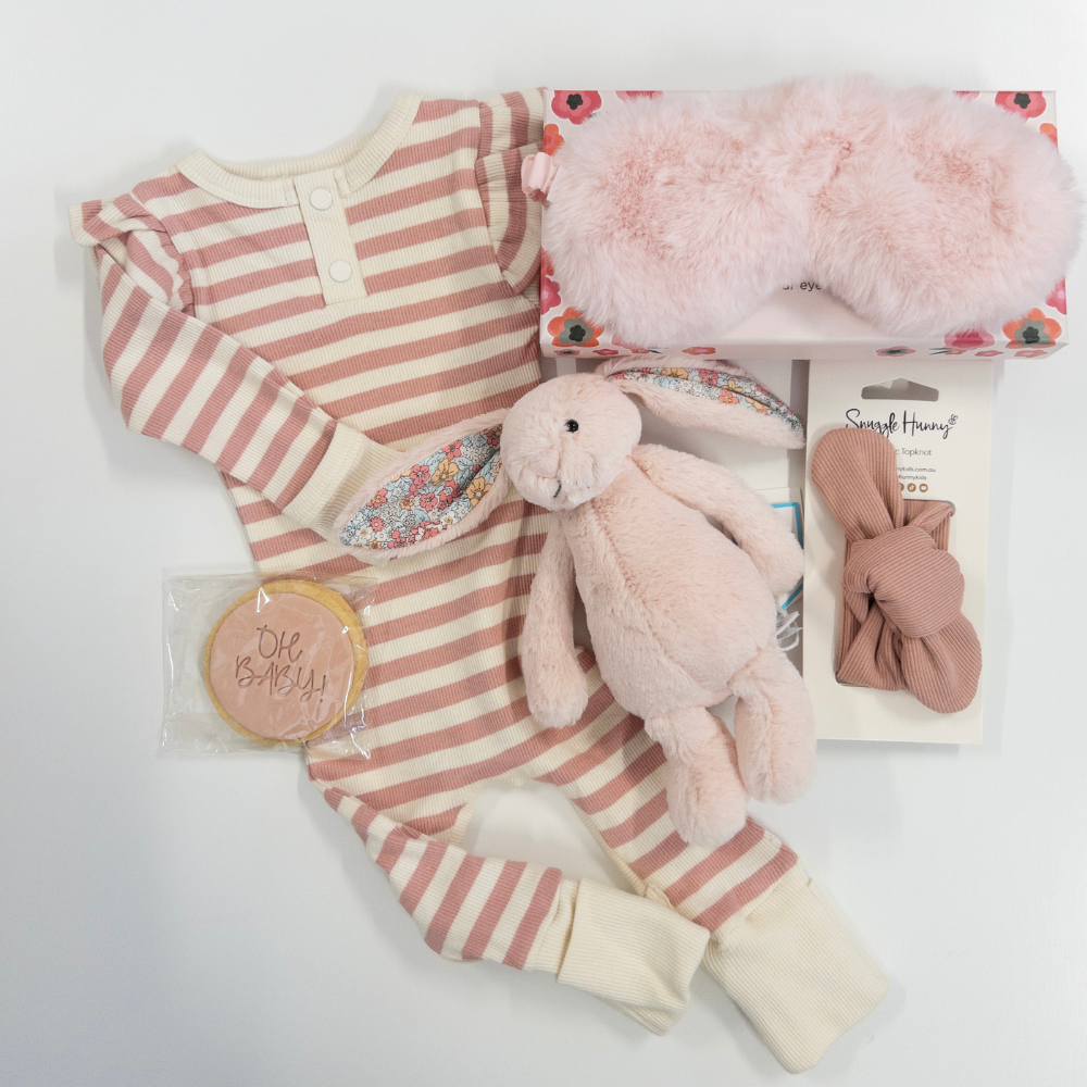 Personalised Small Blush Blossom Jellycat Bunny Hamper