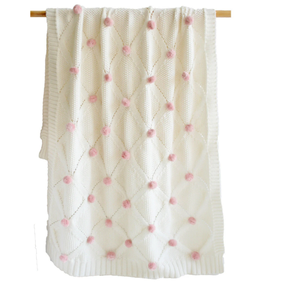Alimrose Pom Pom Baby Blanket - Pink Ivory – Bunny & Co