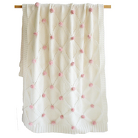 Alimrose Pom Pom Baby Blanket  - Pink Ivory