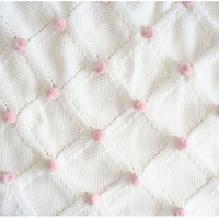 Alimrose Pom Pom Baby Blanket  - Pink Ivory