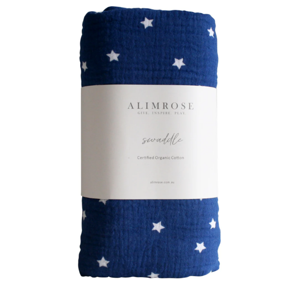 Alimrose Muslin Swaddle - Starry Night Navy