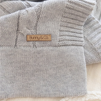 SAME-DAY Silver Bunny & Grey Cable Knit Blanket Baby Hamper