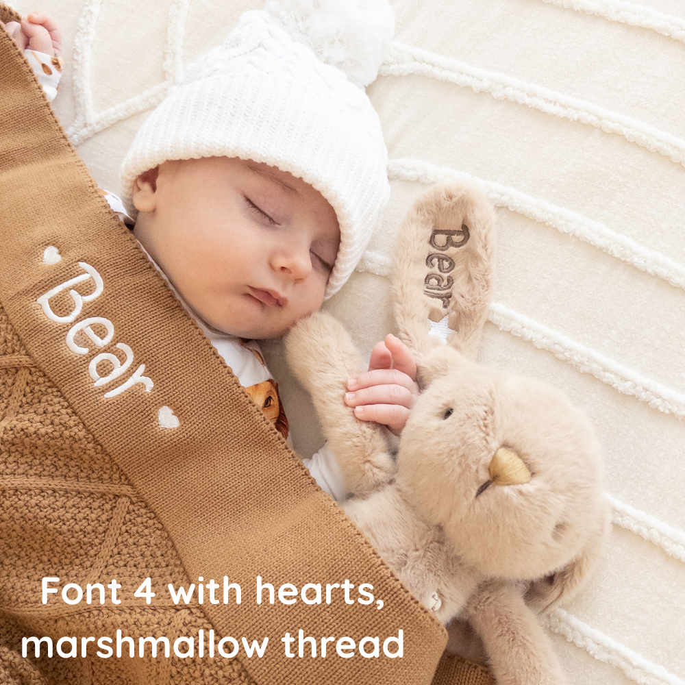 Personalised Diamond Knit Baby Blanket - Biscuit