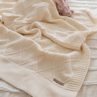 Personalised Diamond Knit Baby Blanket - Milk