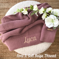 Personalised 100% Cotton Knit Baby Blanket - Dusty Plum