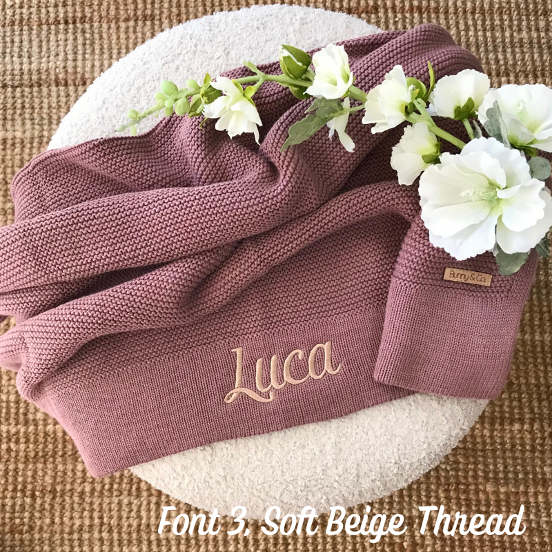 Personalised Baby Blanket - Dusty Plum Knit