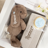 Personalised Spice Snuggle Bunny & Stone Blanket Gift Hamper