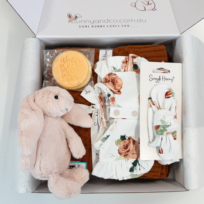 Personalised Small Blush Jellycat Bunny & Snuggle Hunny Gift Hamper (NEW!)