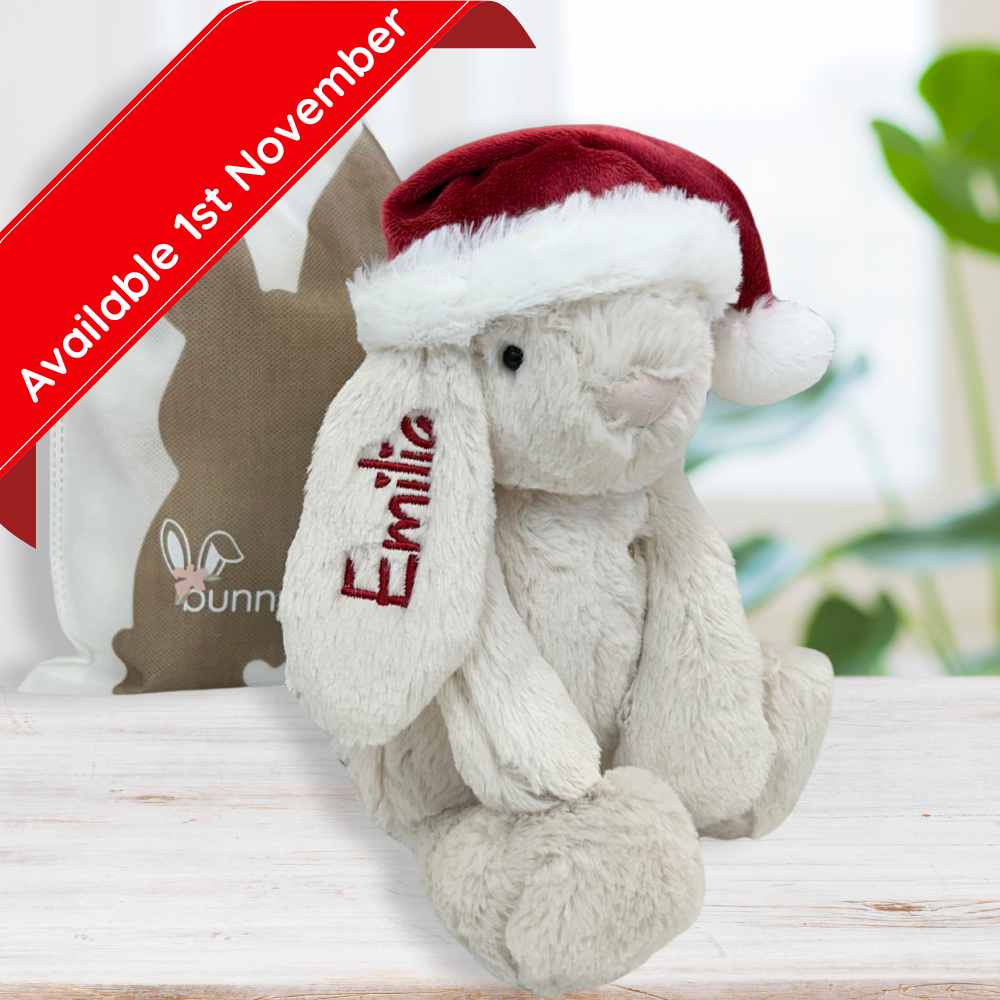 Jamie Kay Snuggle Bunnies - Christmas Hat Penelope - 30cm (AVAILABLE 1 NOV 24)