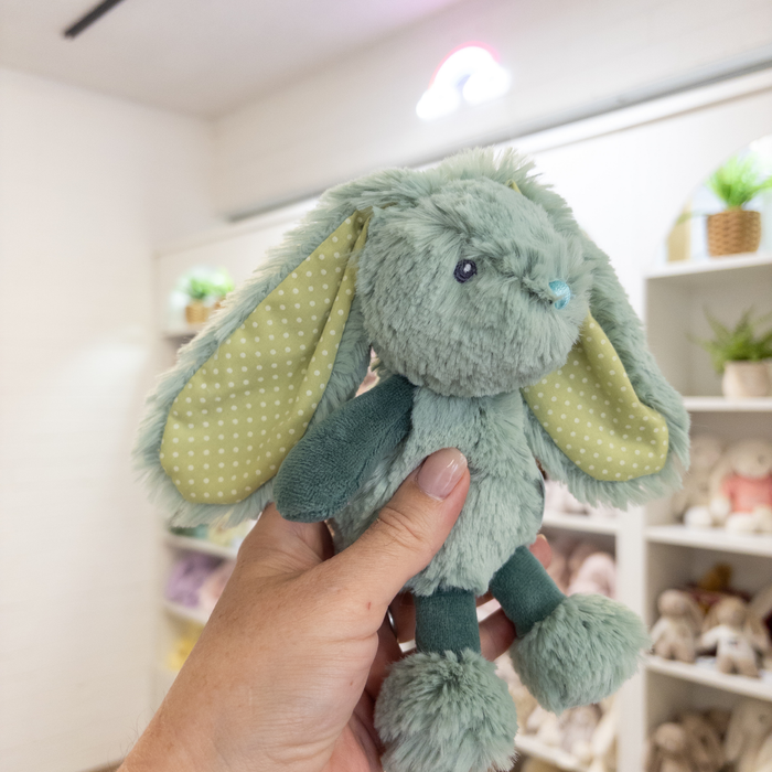 Personalised Tiny Spotty Bunnies 17cm - Forrest Green