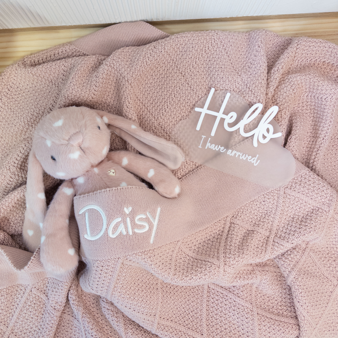 Birth Announcement Plaque - I Have Arrived Frosted Cloud
