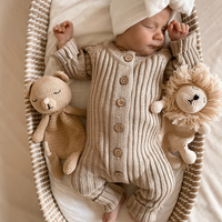 Little B's Knitted Cotton Rib Romper - Oak