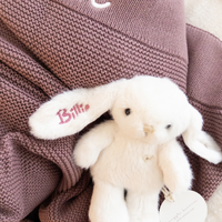 Personalised 100% Cotton Knit Baby Blanket - Dusty Plum