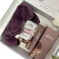 Personalised Small Plum Jellycat Bunny Gift Set