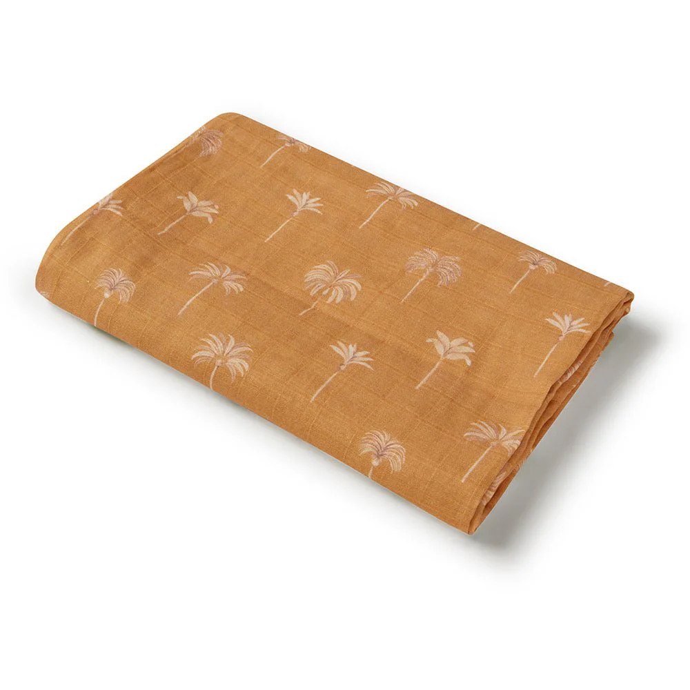 Snuggle Hunny Organic Muslin Wrap | Bronze Palm