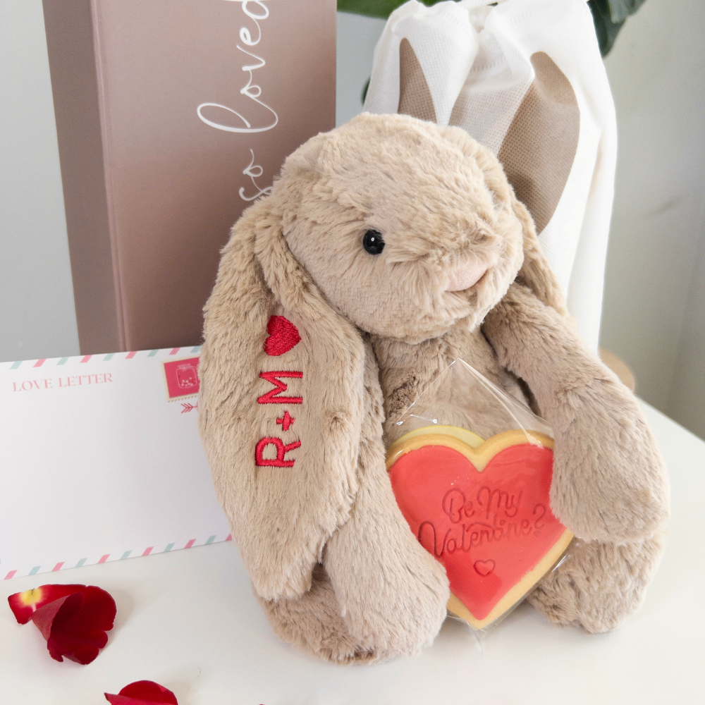 Valentines Day Gift - Personalised Medium Beige Jellycat Bunny