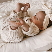 Little B's Knitted Cotton Rib Romper - Honey Milk