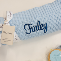 Snuggle Hunny - Personalised Knit Blanket | Baby Blue