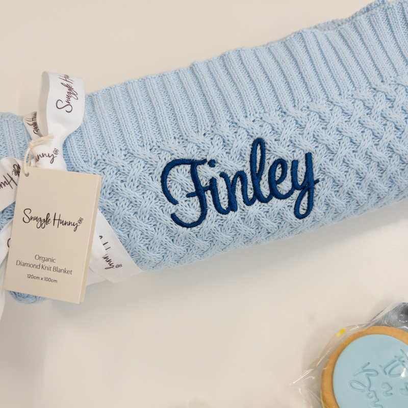 Snuggle Hunny Personalised Baby Blanket | Baby Blue