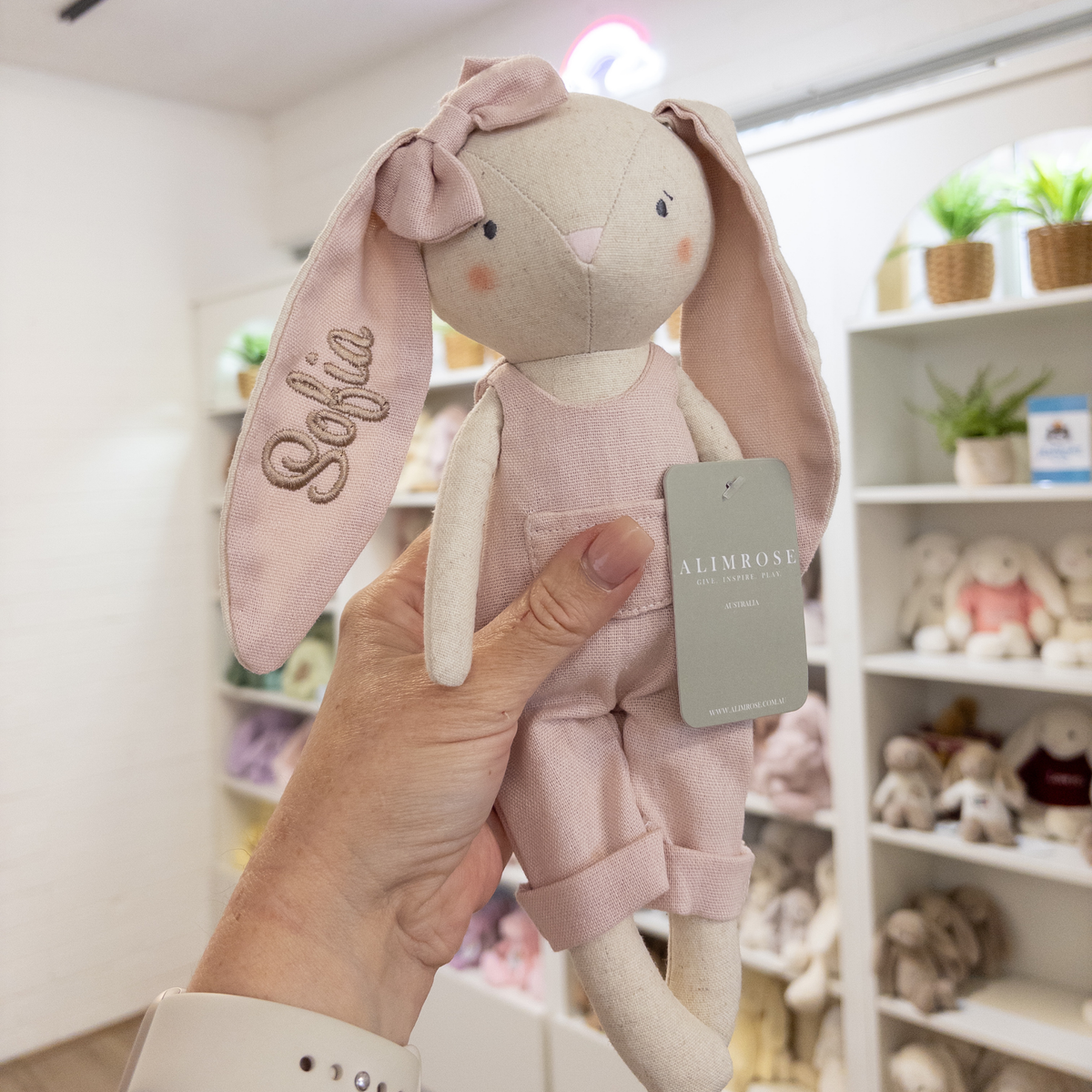 Personalised Alimrose Olivia Bunny - pink 28cm