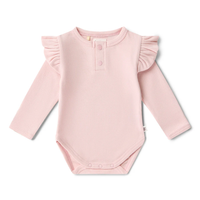 Snuggle Hunny Long Sleeve Organic Bodysuit with Frill - Baby Pink