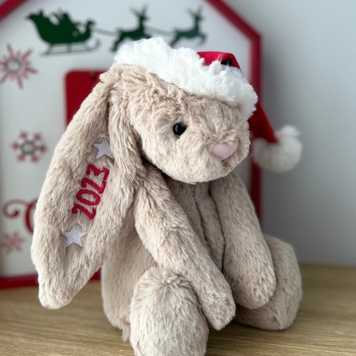 Personalised Beige Jellycat Christmas Bunny (AVAILABLE NOV 24)